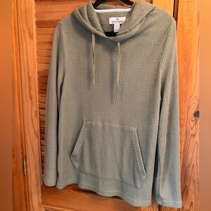 Green Hooded Waffle Knit Pullover Men’s size large